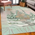 thumbnail image 3 of Winter Decorative Rug, Stain Glass Style Print of a Country Town House Pine Trees Snow Covered, Quality Carpet for Bedroom Dorm and Living Room, 6 Sizes, Sea Green, by Ambesonne, 3 of 4