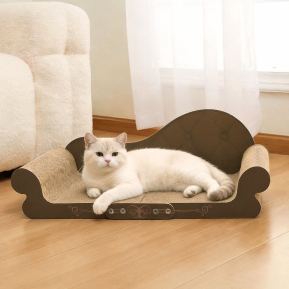 JIUZHEN Cat Scratching Sofa - 26" Large Cardboard Lounge & Scratch Pad for Indoor Cats, Durable Pet Bed Furniture Protector