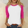 thumbnail image 2 of kaondbfi Summer Tops for Women Women's Crew Neck 3/4 Sleeve Printed T Shirt Casual Top Womens Essentials Fashion Clothing, 2 of 7