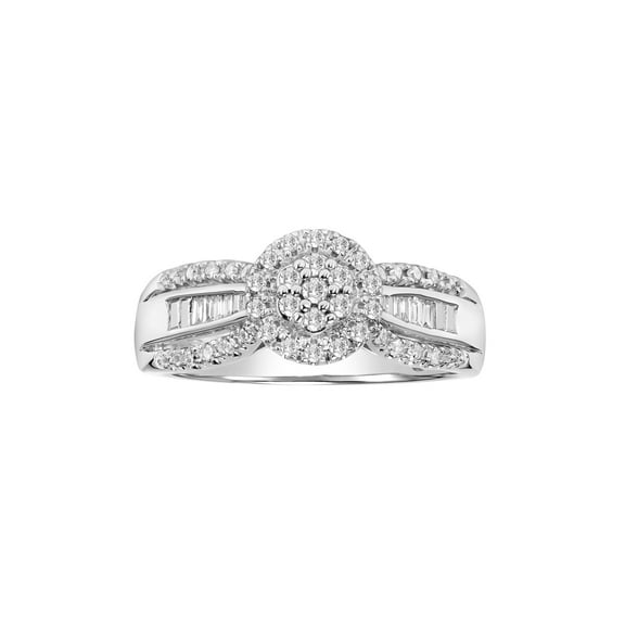 Keepsake 1/3ctw Diamond 10kt White Gold Halo Cluster Engagement Ring (I-J, I2-I3)