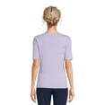Time and Tru Women's Scoop Neck Tee with Elbow Length Sleeves, 2 Pack