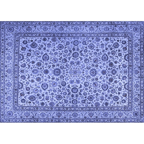 Ahgly Company Machine Washable Indoor Rectangle Persian Blue Traditional Area Rugs, 8' x 12'
