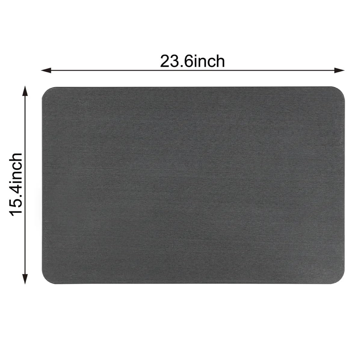 J&V TEXTILES Stone Bath Mat Diatomaceous Earth Shower Mat Non-Slip Super Absorbent Diatomite Stone Mats for Bathroom Floor Quick-Drying Easy to Clean 24''15'' Grey Matte Black