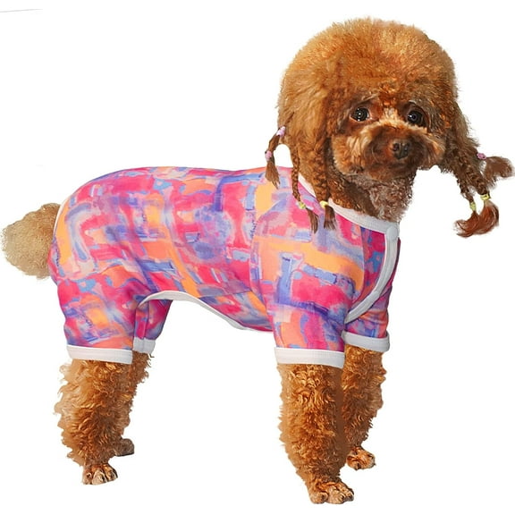 Topkins Dog Pajamas, Multicolor Pattern Warm Fleece Dog Onesies, Soft Lightweight for Small Medium Dog XS