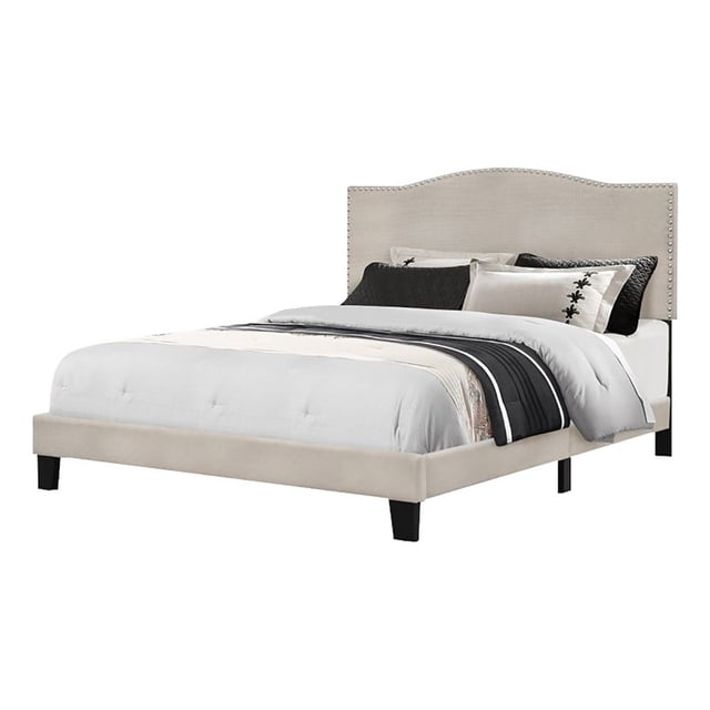 Bowery Hill Modern Fabric Upholstered Full Panel Bed in Fog Gray