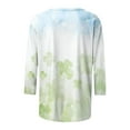 thumbnail image 4 of Besolor T-Shirts de la Saint-Patrick pour Femmes Imprimé Col Rond Manches 3/4 Tunique Décontractée Blouse d'Été Ample, 4 of 5