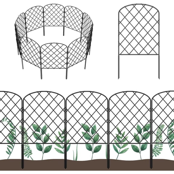 10 Pack Decorative Garden Fence, Total 10ft(L) x 24in(H) Animal Barrier Border, Rustproof Metal Wire Section Edging Fencing Panel for Outdoor Patio Garden Yard, Arched