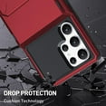 thumbnail image 3 of Wallet Case for Samsung Galaxy S22 Ultra Case with 4-Card Credit Card Holder Slot Shockproof Cover Hybrid Heavy Duty Protection Armor Phone Case Compatible with Galaxy S22 Ultra 5G-Red, 3 of 12