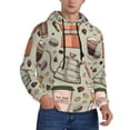 thumbnail image 2 of Fotbe Men's Hoodie with Coffee Makers Macaroons Chocolate Pattern - Kangaroo Pocket Pullover Hooded Sweatshirt, Perfect for Daily Wear, Travel, and Home-Medium, 2 of 7