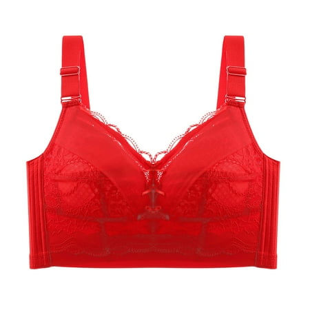 

BIZIZA Women BraEveryday Comfort Full Coverage Seamless Plus Size Wireless Womens Bralette Red 38C