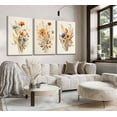 thumbnail image 3 of 3Pcs Neutral Beige Floral Plant Canvas Wall art Textured Flower Botanical Painting Picture Wall Decor Vintage Blossom Poster Prints for Living Room Bedroom Bathroom Decoration, 3 of 6