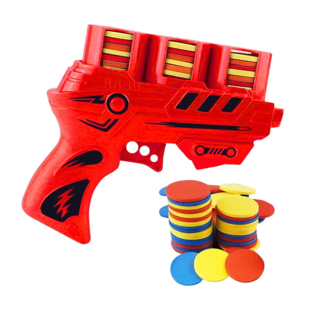 Mini pistola de juguete de disco volador, juguetes interactivos para niños, regalos al aire libre (rojo 100) Tmvgtek libre de BPA