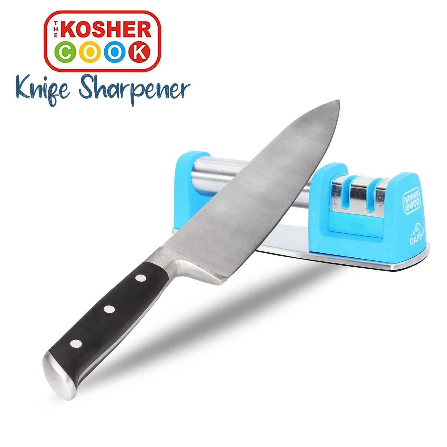 The Kosher Cook, 8.5" Kitchen Chef Straight and Serrated Knife Sharpener - Red
