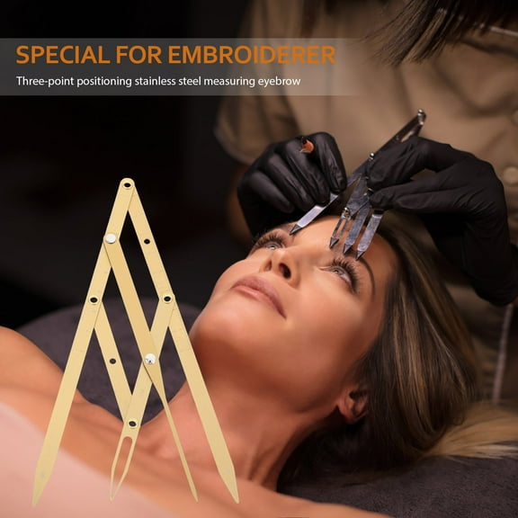 FRCOLOR Golden Stainless Steel Eyebrow Ruler Measuring Tool for Accurate Measuring 1pc