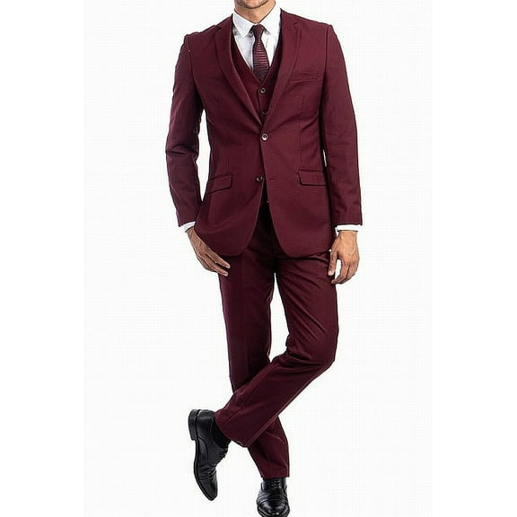 Mens Suit Set Slim Fit Two-Button 3 Piece Wool Blend$550 44
