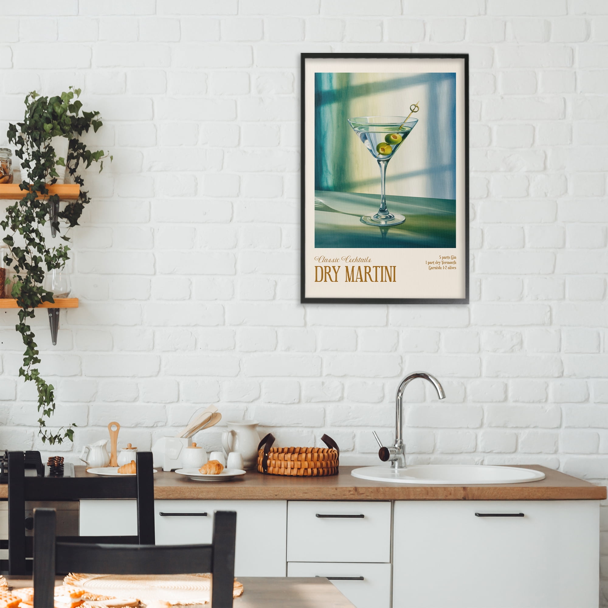 Stupell Industries Dry Martini on Surface Black Framed Giclee Art, design by Andreas Magnusson