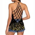 thumbnail image 4 of Moda mujer casual cuello redondo Slim Fit impresión digital malla ahueca hacia fuera las camisetas sin mangas blusa Fridja hjk914, 4 of 6