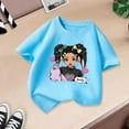 thumbnail image 5 of Toddler Shirts Kid Leisure Graphic Round Neck Short Sleeve Tops Summer Casual Wear Girls Tops Blue 11 Years-12 Years, 5 of 5