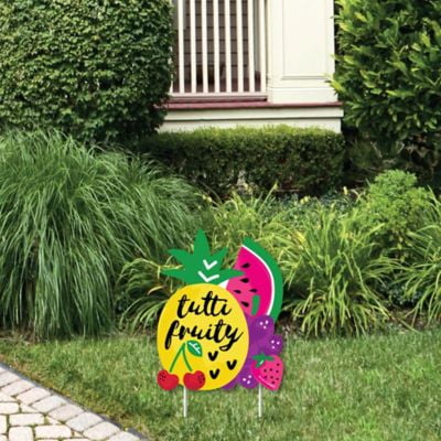 Tutti Fruity - Outdoor Lawn Sign - Frutti Summer Baby Shower or Birthday Party Yard Sign - 1 Piece