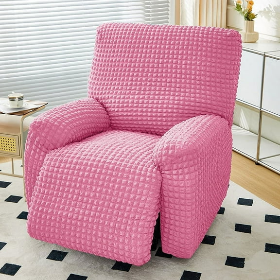 XmhyTop Couch Cover Sofa Covers 1 seat Pink Easy - Fit Washable Reclining Chair Cover for Living Room Sofa - Ideal Furniture Protector