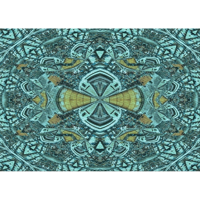 Ahgly Company Machine Washable Indoor Rectangle Transitional Dark Blue Grey Blue Area Rugs, 8' x 10'