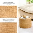 thumbnail image 5 of Tcbosik Handwoven Water Hyacinth Ottoman, Natural Accent Stool with Sturdy Wood Frame, No Assembly, 15.7"Diax 11.8"H, 5 of 7