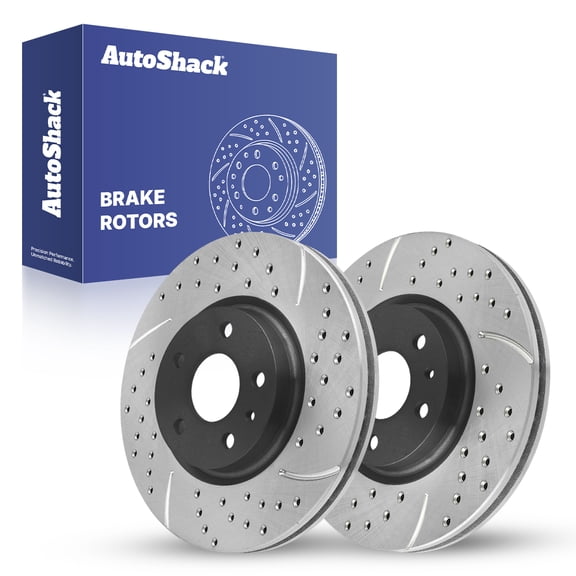 AutoShack Front Brake Rotors for Ford & Lincoln, Fusion 2013-2020 MKZ 2013-2016, AWD FWD L4 1.5L 1.6L 2.0L 2.5L - E-Coated Drilled & Slotted - ShadowGuard - 11.81" (300 mm), 5-Lug