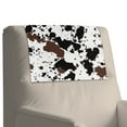thumbnail image 4 of SCRAWLGOD Cow Print Splash Brown Black White 1 Piece Recliner Headrest Cover Non Slip Headrest Protector PU Leather Sofa Head Rest Covers with Adhesive Backed Hook and Loop,17x27in, 4 of 7