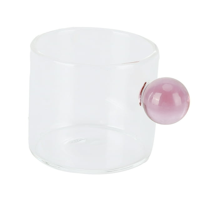 Tasse en Verre Transparente Résistante à la Chaleur avec Poignée Boule 120ml