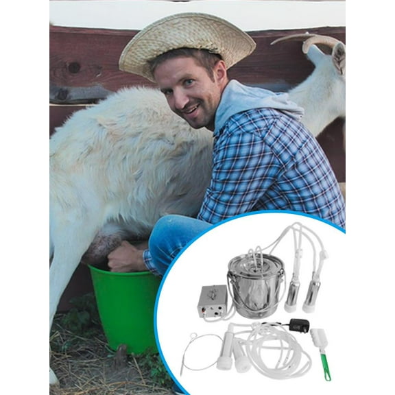 Flroha 9L Cow Milking Machine, Adjustable Vacuum Pressure 45 And 50 Kpa ,Speed Adjustable Pulsating Vacuum Pump, 304 Stainless Steel Milk Bucket