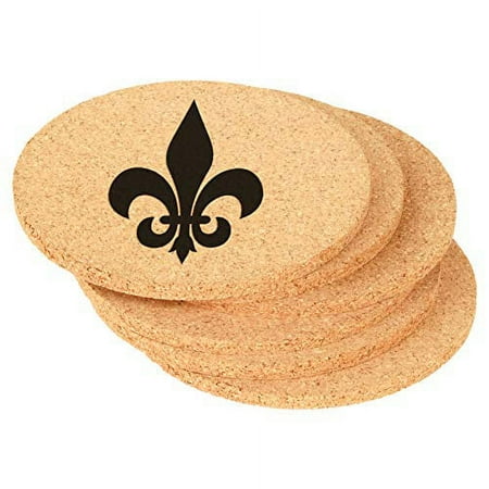 

Set of 6 Cork Drink Coasters Fleur-De-Lis (Round)
