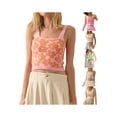 thumbnail image 4 of Yunliwuli Women's Knit Vest Casual Slim Fit Backless Sleeveless Square Neck Floral Crop Tank Tops for Summer, 4 of 10
