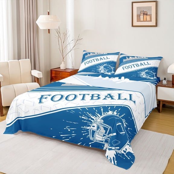 Homewish Football Print Twin Sheet Sets 3pcs for Female Men Adults,Sport Theme Twin Fitted Sheet Microfiber,Ball Gamer Breathable Flat Sheet,Ultra Soft Home Decor