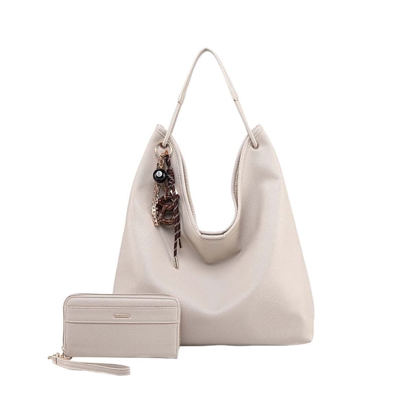 MKF Collection Shoulder Bag Set for Women, Eloa Vegan Leather Hobo Handbag with Wristlet Wallet, Now J’OMOR by Mia