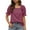 Purple, variant on Fesfesfes Running Shirts Womens Casual Solid Color Square Neck Short Sleeve Tops Blouses Women Blouse 8(L)