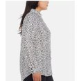 thumbnail image 2 of Dalia Women's Plus Size Long Sleeve Button Woven Top, White/Black Print 3X, 2 of 3