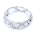thumbnail image 3 of 5.5mm Wide Sterling Silver Vintage Milgrain Simulated Round Brilliant Cut Diamonds Unisex Wedding Ring (5), 3 of 6