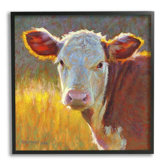 Sunlit Farm Animal Cattle Animals & Insects Painting Black Framed Art Print Wall Art