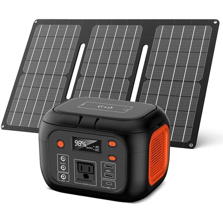 Portable Power Station 97Wh Power Bank 26400mAh Battery Pack Fasting Charging 150W AC & 30W Portable Foldable Solar Panel Charger for Outdoor Camping 12 Volt Waterproof High Efficiency Solar Panel Kit