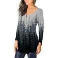 thumbnail image 3 of Womens Tunic Shirts Long Sleeve Open Button Loose Fit Pleated Blouse Tops, 3 of 6