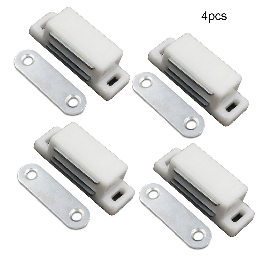 4X Magnetic Catch Cupboard Door Latch White Cabinet Catch Magnet with Screws