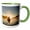 Green/White, variant on 3drose, Canada, B.c., a Kayaker Paddles in Sunlit Early Morning Mist on a Lake, 11oz Two-tone Yellow Mug