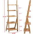 thumbnail image 2 of Bamboo Ladder Shelf Bookcase, 5-Tier Leaning Bookshelf Free Standing Organizer Storage Shelves for Living Room, Bedroom, Kitchen, Home Office, Balcony, Natural Wood, 2 of 5