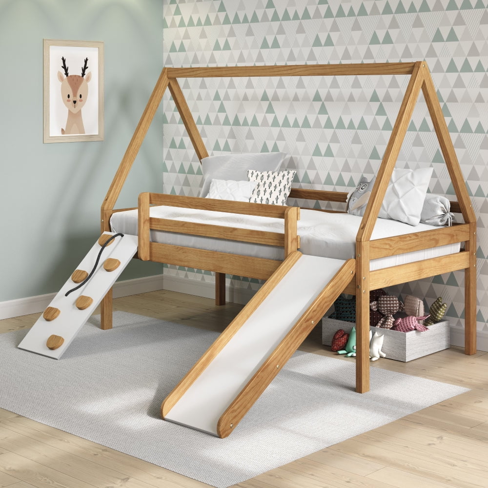 Casita Twin Play Bed for Kids - with Slide and Climbing Ramp