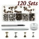 thumbnail image 1 of Kit de remaches de cuero 120 juegos | Tachuelas metálicas de cobre de doble tapa | Tamaños surtidos de 6 mm y 8 mm | Herramienta de fijación incluida | Dos colores | Para cinturones chaquetas, 1 of 6