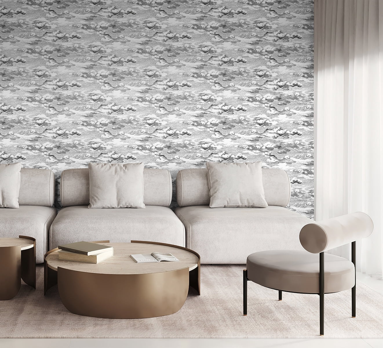 Harry & Grace Black Clouds Peel And Stick Wallpaper - 20.5 ft. W x 18 ft. L Roll