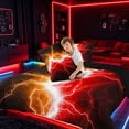thumbnail image 4 of meiyoeat Neon Lightning Pattern Queen Comforter Sets for Boys, Electric Orange Red Print Bedding Set, Black Reversible 3-Piece, 1 Comforter and 2 Pillowcases, 4 of 6