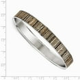 thumbnail image 2 of Stainless Steel Polished Creme Black Enameled Wide Bangle Bracelet - Measures 10mm Wide, 2 of 2