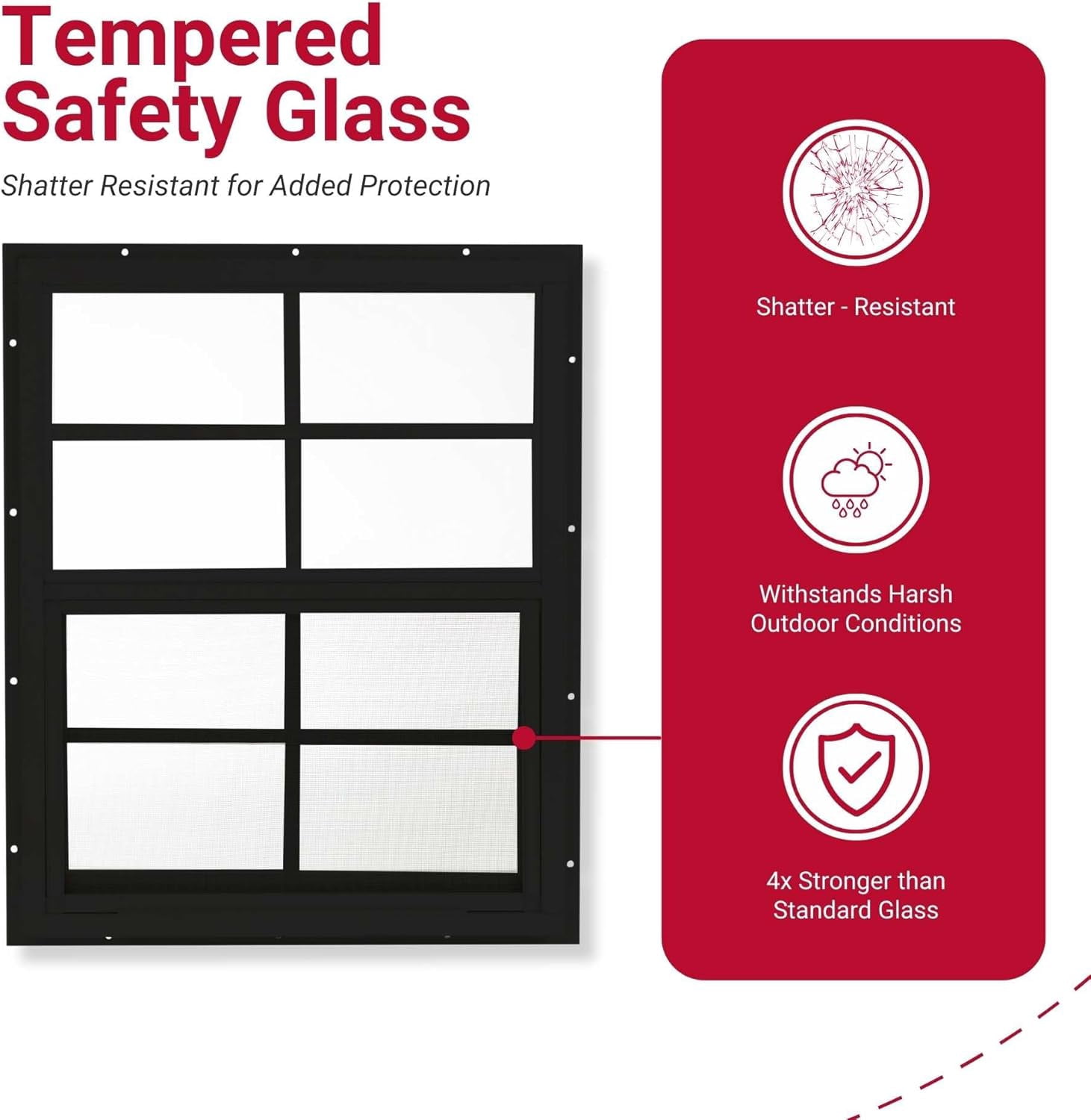 Shed Windows 18x27 (1-Pack) | Sliding Windows with Tempered Glass & Screens | Flush Mount, Black Aluminum Frames for Sheds, Chicken Coops & Playhouses
