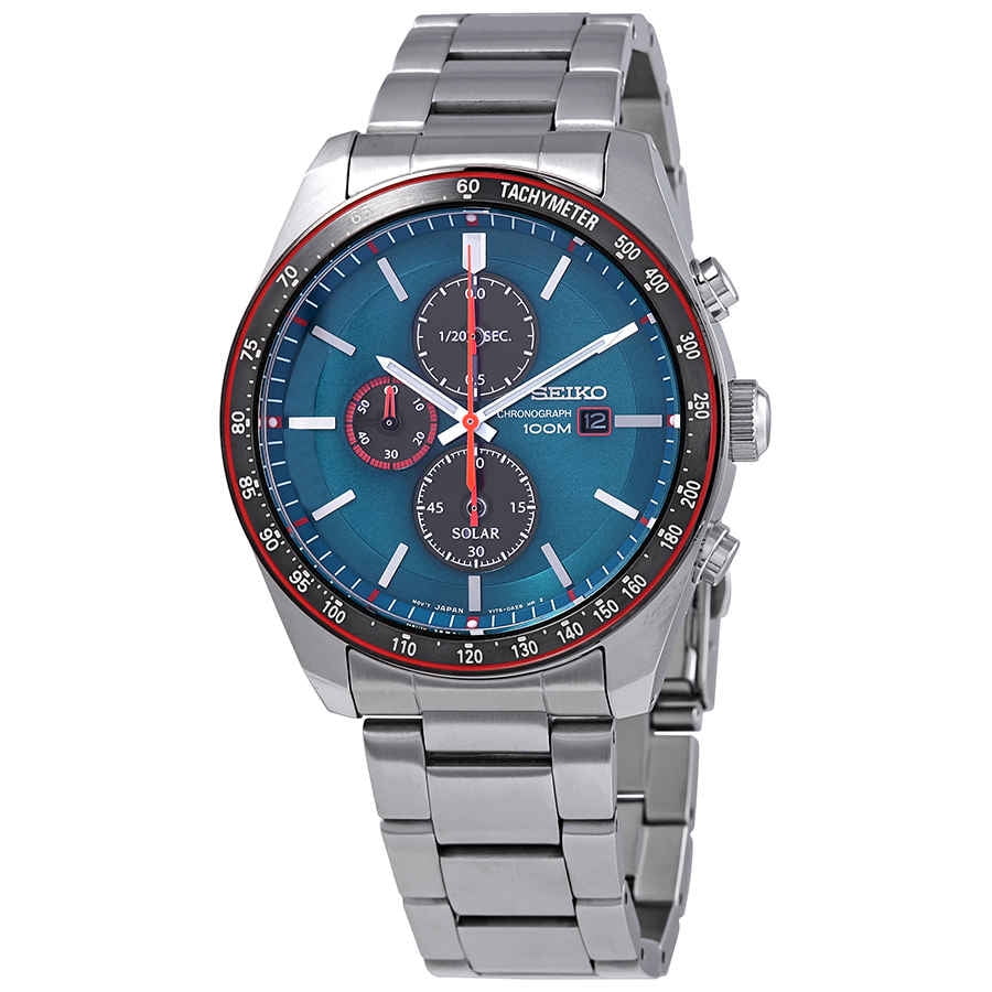seiko solar chronograph blue dial